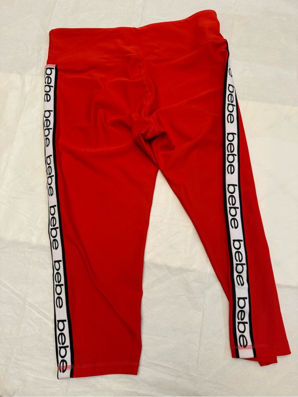 bebe Sport Red Logo Tape High Rise Leggings Size Large